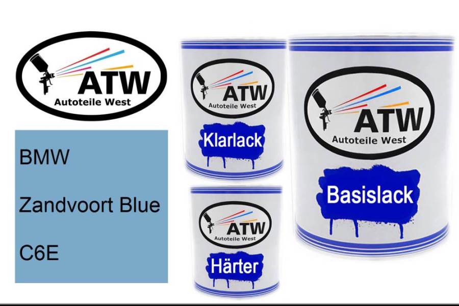 BMW, Zandvoort Blue, C6E: 1L Lackdose + 1L Klarlack + 500ml Härter - Set, von ATW Autoteile West.